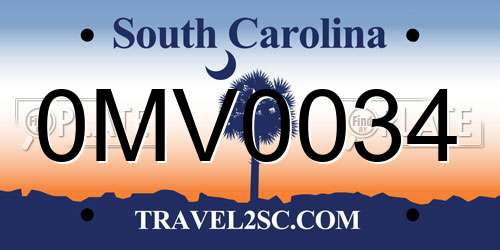 0MV0034 South Carolina License Plate