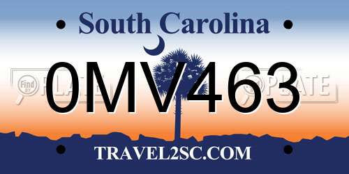 0MV463 South Carolina License Plate