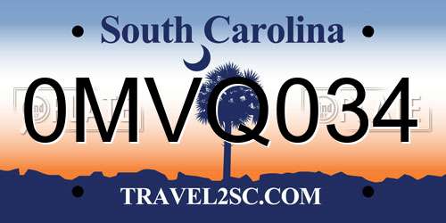 0MVQ034 South Carolina License Plate