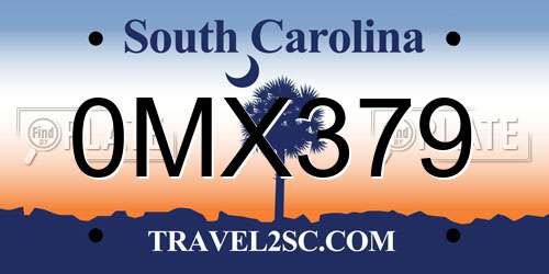 0MX379 South Carolina License Plate