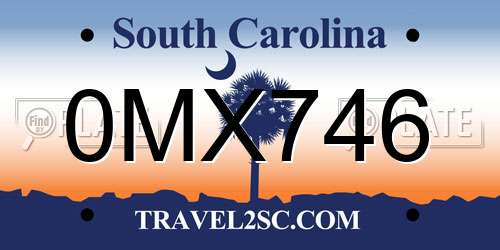 0MX746 South Carolina License Plate