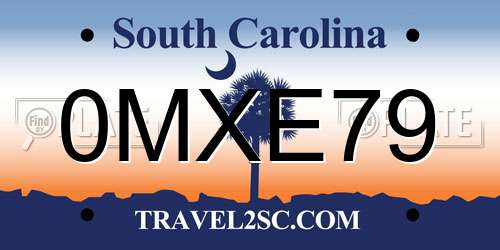 0MXE79 South Carolina License Plate