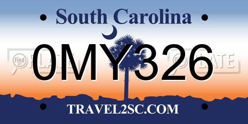0MY326 South Carolina License Plate