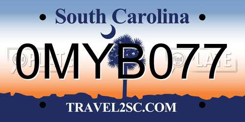0MYB077 South Carolina License Plate