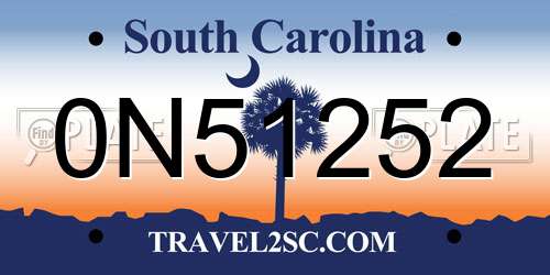 0N51252 South Carolina License Plate