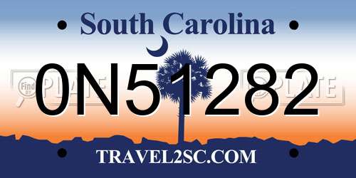 0N51282 South Carolina License Plate