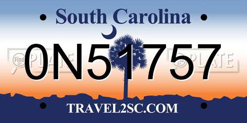 0N51757 South Carolina License Plate