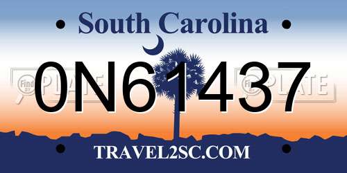 0N61437 South Carolina License Plate
