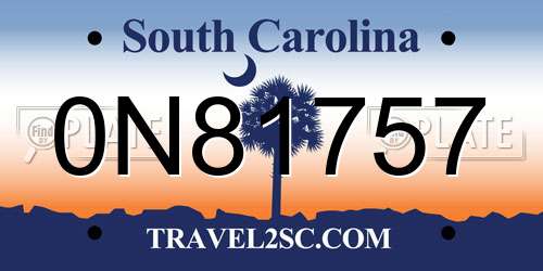 0N81757 South Carolina License Plate