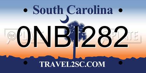 0NBI282 South Carolina License Plate
