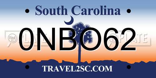 0NBO62 South Carolina License Plate