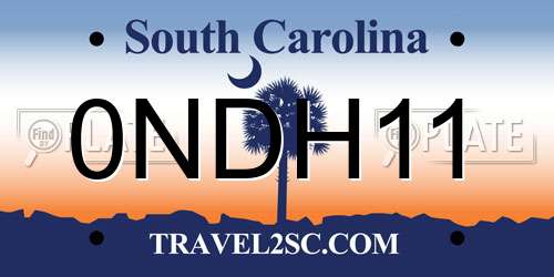 0NDH11 South Carolina License Plate