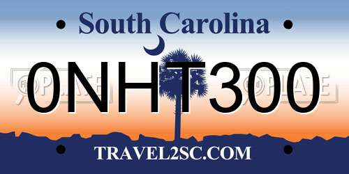 0NHT300 South Carolina License Plate