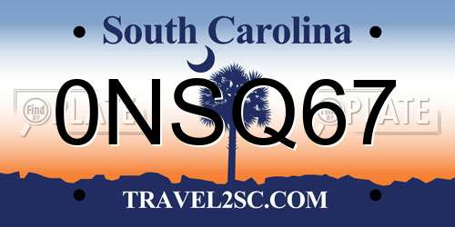0NSQ67 South Carolina License Plate