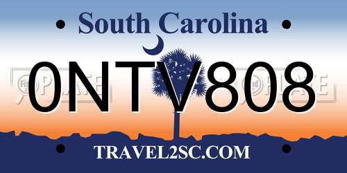 0NTV808 South Carolina License Plate