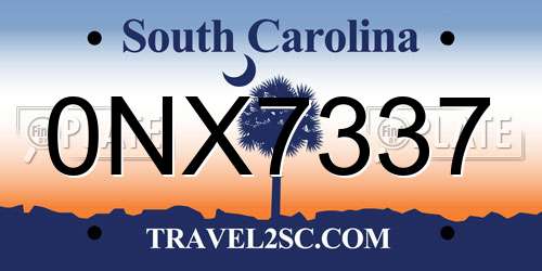 0NX7337 South Carolina License Plate