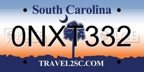 0NXT332 South Carolina License Plate