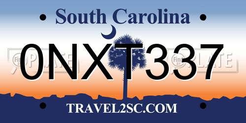 0NXT337 South Carolina License Plate