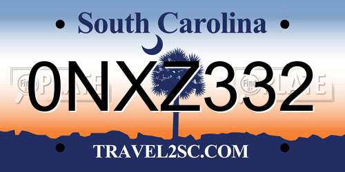 0NXZ332 South Carolina License Plate