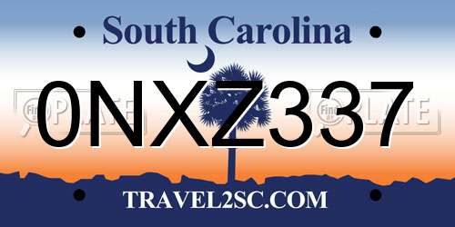 0NXZ337 South Carolina License Plate