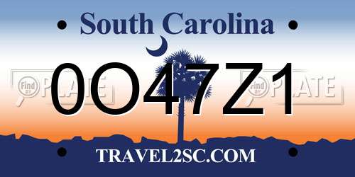 0O47Z1 South Carolina License Plate