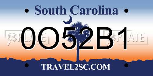 0O52B1 South Carolina License Plate
