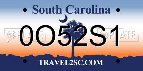 0O52S1 South Carolina License Plate