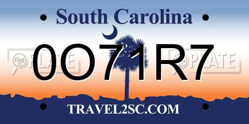 0O71R7 South Carolina License Plate