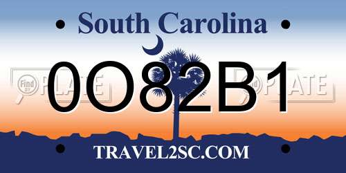 0O82B1 South Carolina License Plate