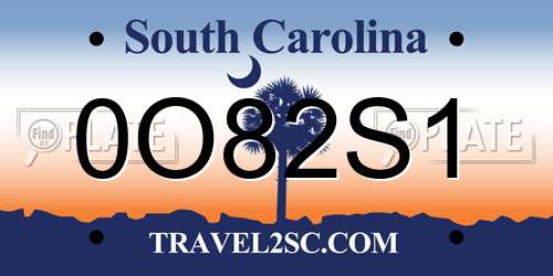 0O82S1 South Carolina License Plate