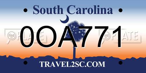 0OA771 South Carolina License Plate