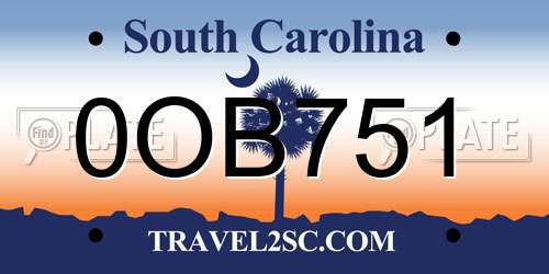 0OB751 South Carolina License Plate