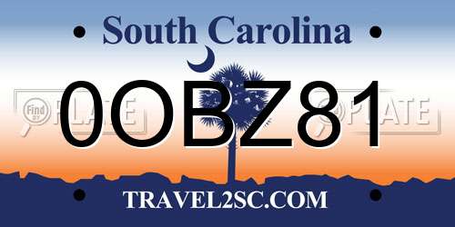 0OBZ81 South Carolina License Plate