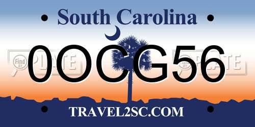 0OCG56 South Carolina License Plate
