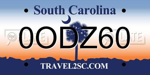 0ODZ60 South Carolina License Plate