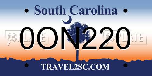 0ON220 South Carolina License Plate