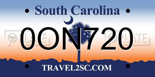 0ON720 South Carolina License Plate