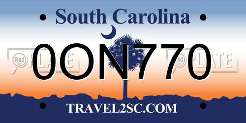 0ON770 South Carolina License Plate
