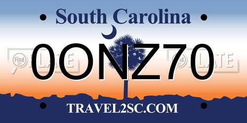0ONZ70 South Carolina License Plate