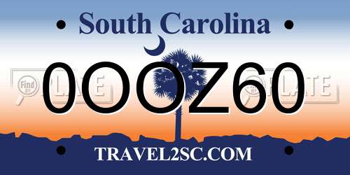 0OOZ60 South Carolina License Plate
