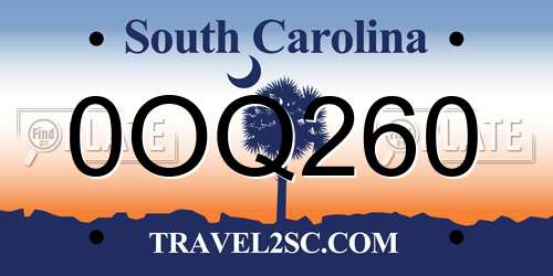 0OQ260 South Carolina License Plate