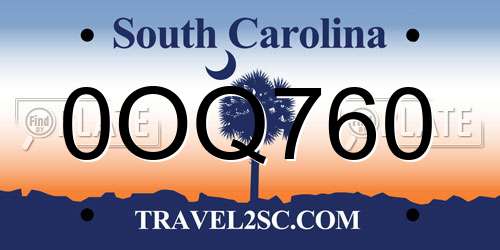 0OQ760 South Carolina License Plate