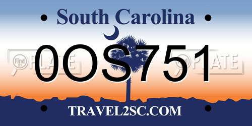 0OS751 South Carolina License Plate