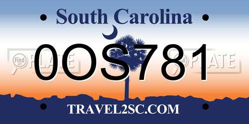 0OS781 South Carolina License Plate