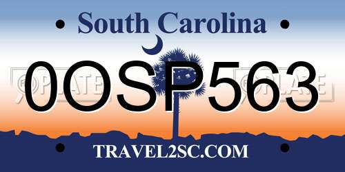 0OSP563 South Carolina License Plate