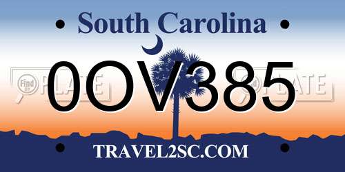 0OV385 South Carolina License Plate