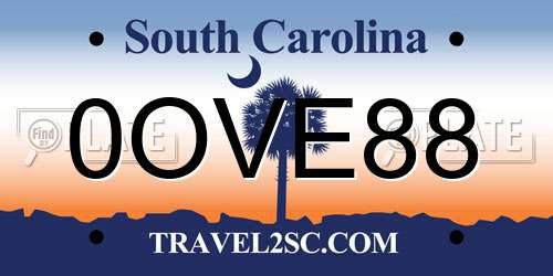 0OVE88 South Carolina License Plate