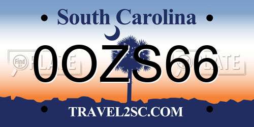 0OZS66 South Carolina License Plate