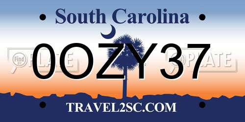 0OZY37 South Carolina License Plate