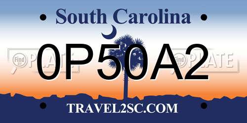 0P50A2 South Carolina License Plate